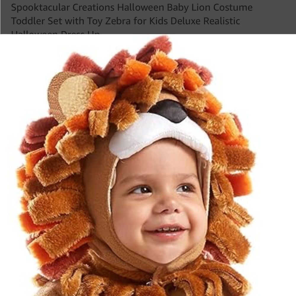 Brown and Tan Lion head only Costume with Plush Mane for Halloween